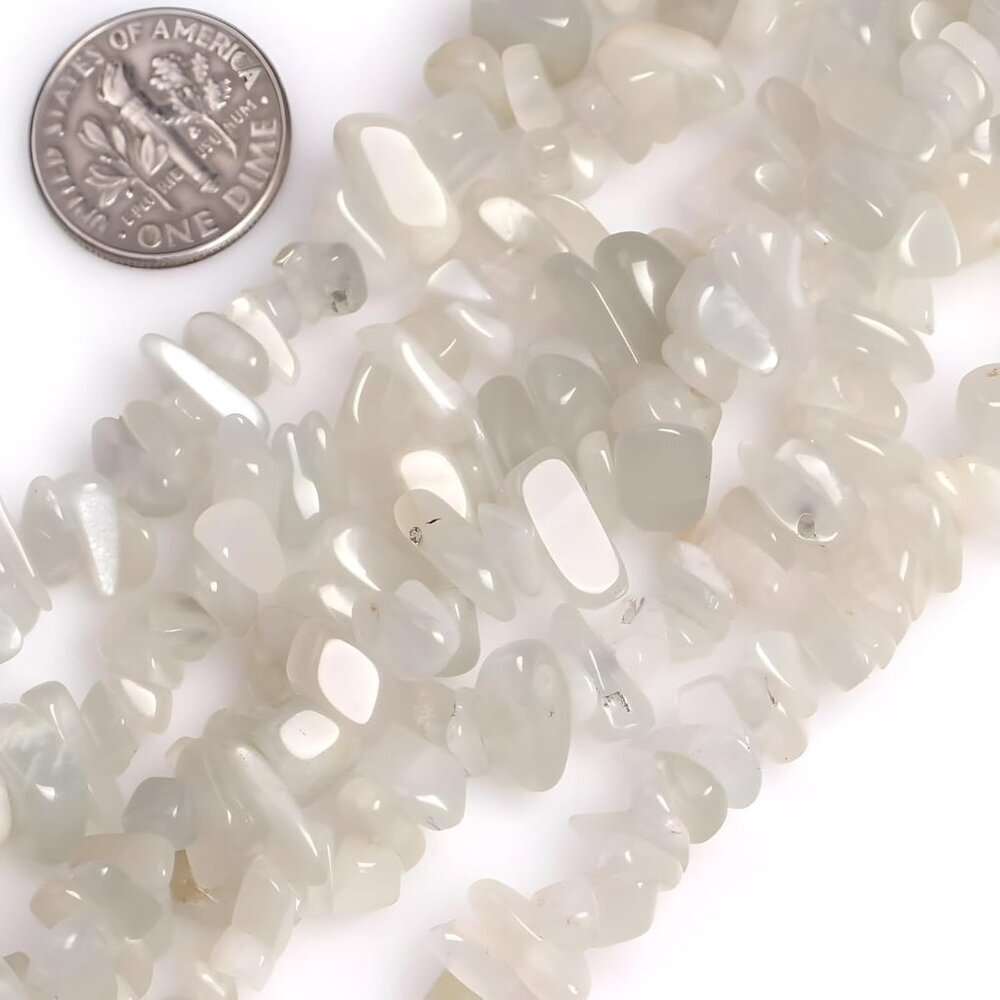 5-8mm Natural White Moonstone Chips Beads Genuine Real Irregular Freeform Chip L